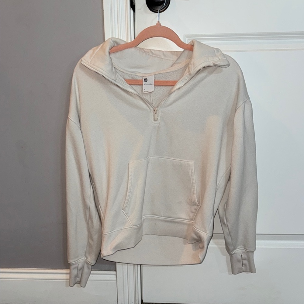 Women White Half-Zip Sweater